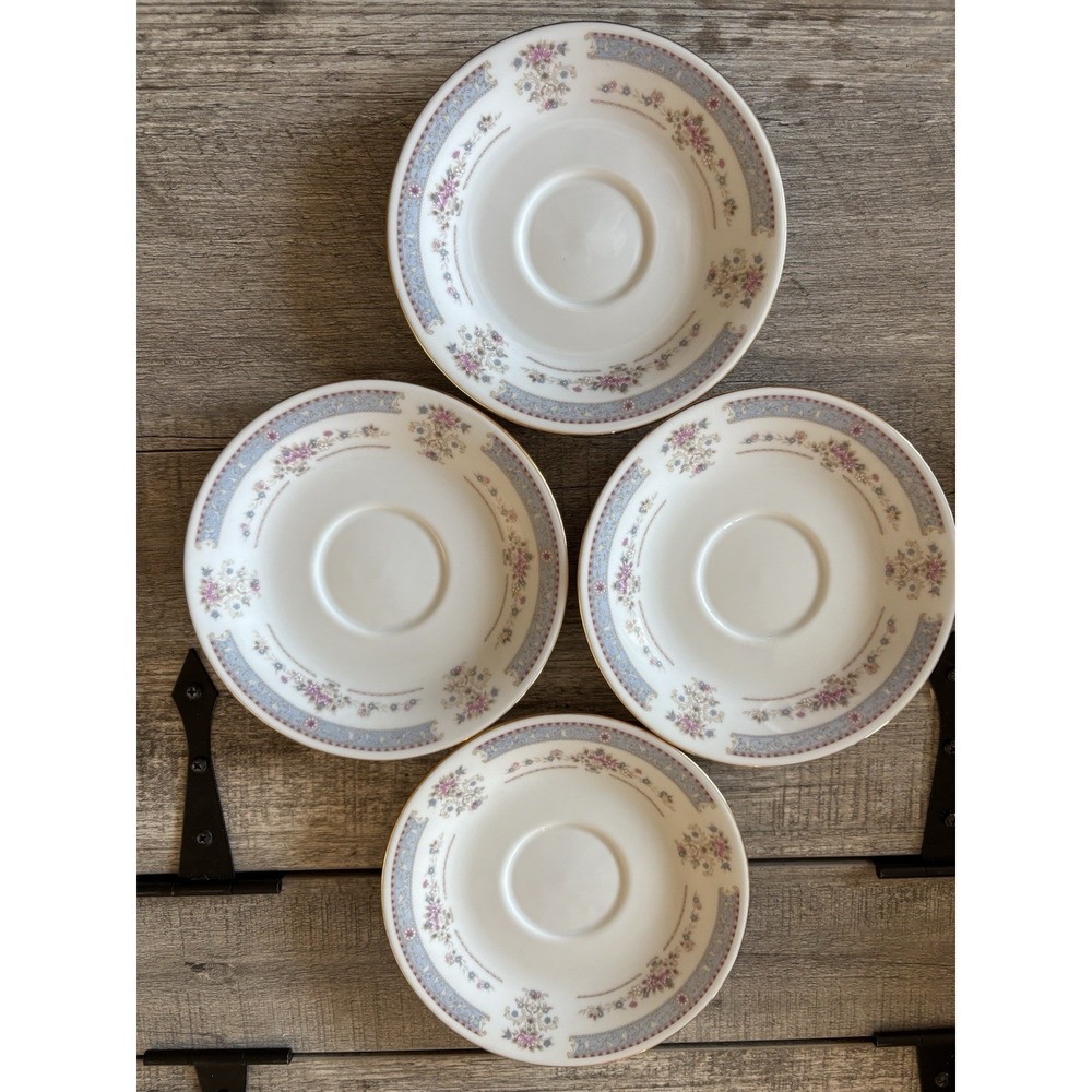 China Pearl Catherine Fine China Set of 4 Saucers 6" Floral Gold Trim